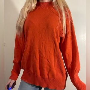 Westbound Petites Orange Collared long Sleeve Sweater